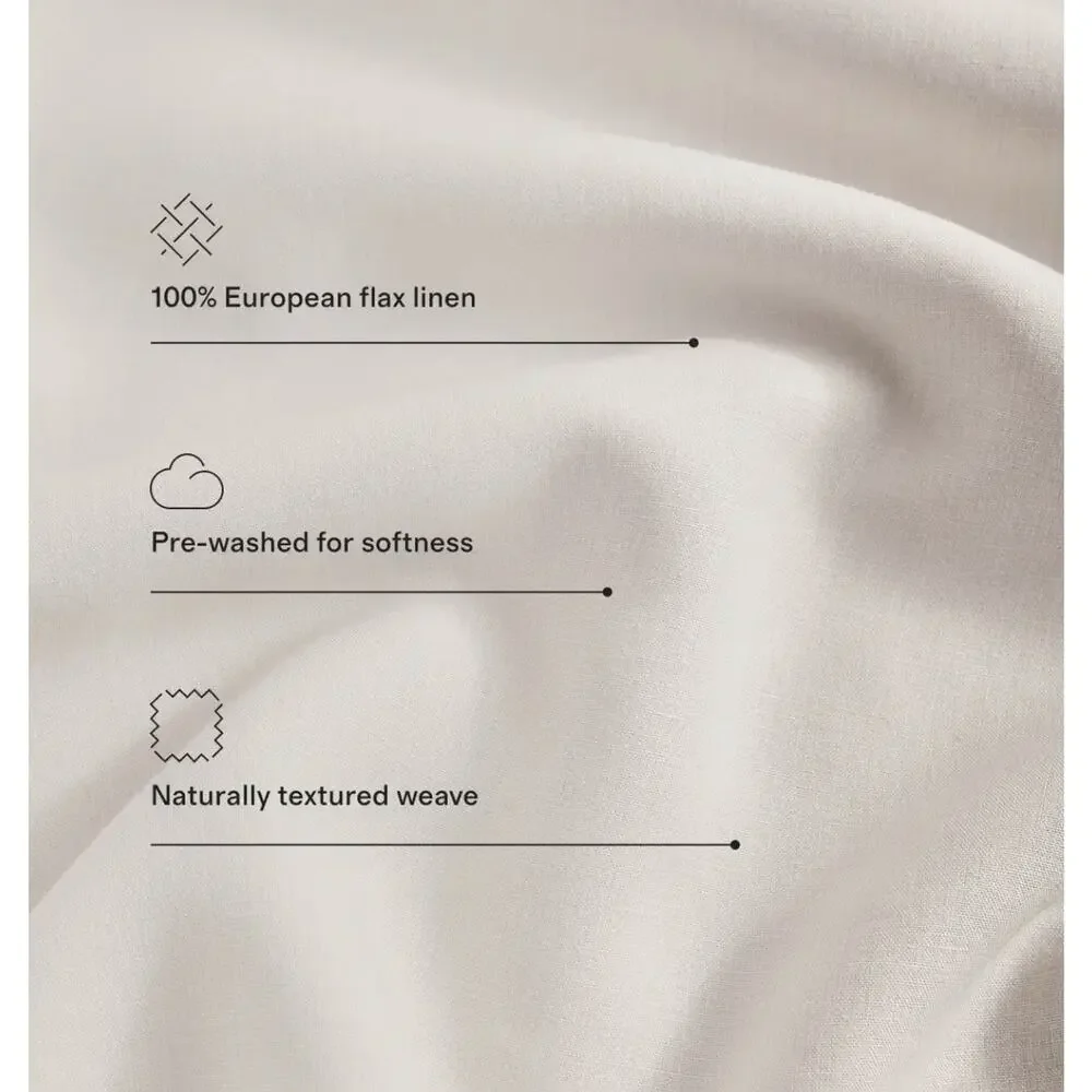 Quince 100% European Linen Stripe Duvet Cover • Full /Queen• Mist White $154